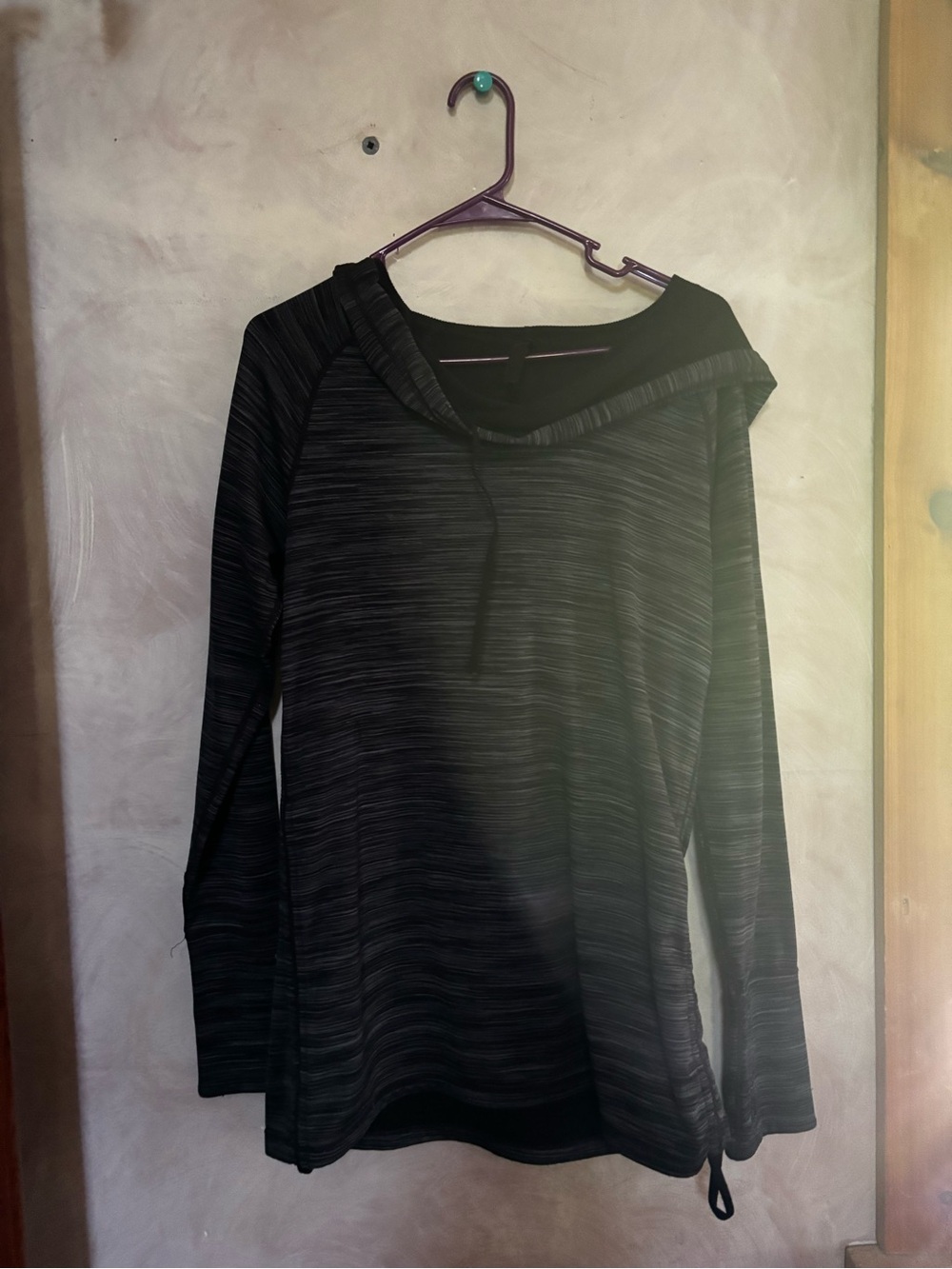 Women’s Black Space-Dye Long Sleeve Top